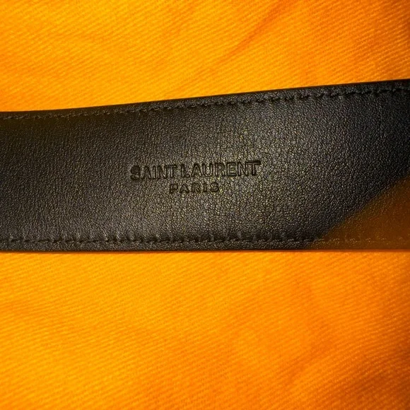 YSL - Saint Laurent Paris Women’s Logo Belt Black Size 85 Gold Hardware. EUC - Picture 9 of 16